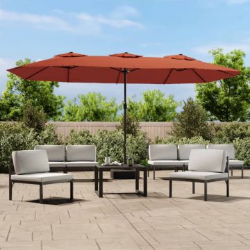 Gossi umbrela de soare gradina cu doua capete, caramiziu, 449x245 cm