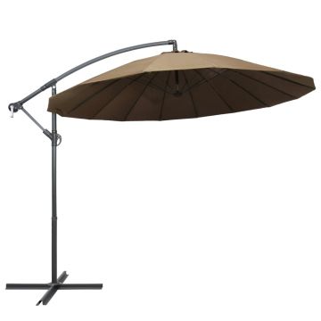 Gossi umbrela de soare suspendata, gri taupe, 3 m, stalp de aluminiu