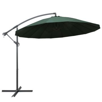 Gossi umbrela de soare suspendata, verde, 3 m, stalp de aluminiu