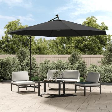 Gossi umbrela in consola cu led si stalp din metal, antracit, 350 cm