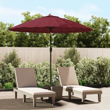 Gossi umbrela soare de exterior, stalp aluminiu, rosu bordo, 270 cm