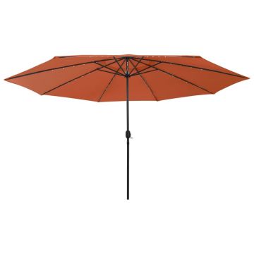 Gossi umbrela soare de gradina cu led-uri, caramiziu, 400 cm