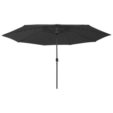 Gossi umbrela soare de gradina cu led-uri, negru, 400 cm