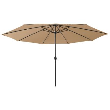 Gossi umbrela soare de gradina cu led-uri, taupe, 400 cm