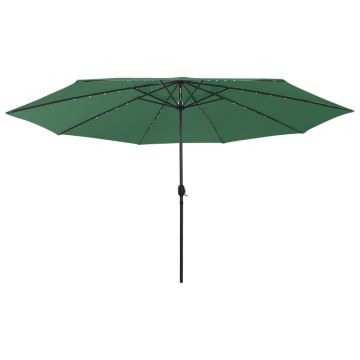 Gossi umbrela soare de gradina cu led-uri, verde, 400 cm