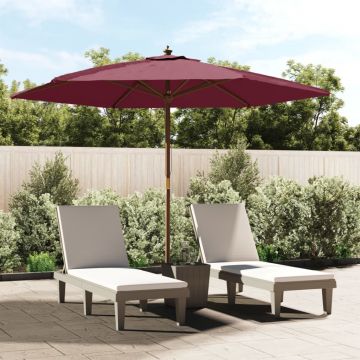 Gossi umbrela soare de gradina stalp din lemn, rosu bordo, 299x240 cm