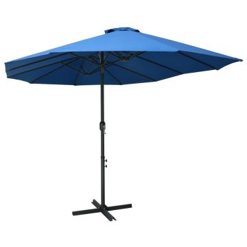 Gossi umbrela soare exterior cu stalp aluminiu, albastru, 460x270 cm