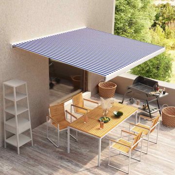 Gossi copertina motorizata tip caseta, albastru si alb, 350 x 250 cm