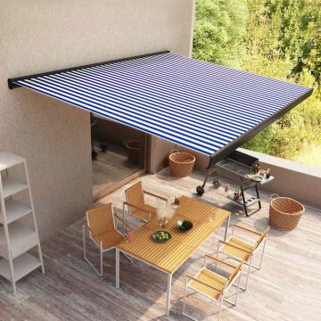Gossi copertina motorizata tip caseta, albastru si alb, 350 x 250 cm
