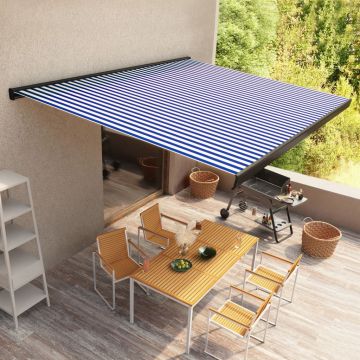 Gossi copertina motorizata tip caseta, albastru si alb, 350 x 250 cm