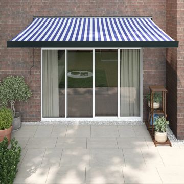 Gossi copertina retractabila albastru/alb, 3,5x2,5 m, textil/aluminiu