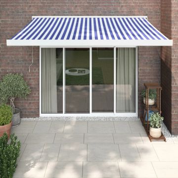 Gossi copertina retractabila albastru/alb, 3,5x2,5 m, textil/aluminiu