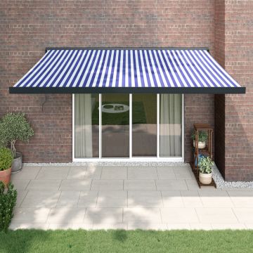 Gossi copertina retractabila albastru/alb, 4x3 m, textil/aluminiu