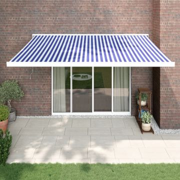 Gossi copertina retractabila albastru/alb, 4x3 m, textil/aluminiu