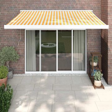 Gossi copertina retractabila, galben/alb, 3,5x2,5 m, textil/aluminiu