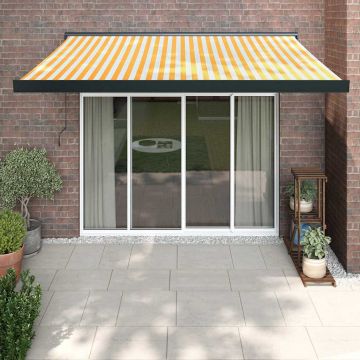 Gossi copertina retractabila, galben/alb, 3,5x2,5 m, textil/aluminiu