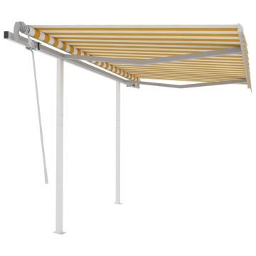 Gossi copertina retractabila manual cu stalpi, galben/alb, 3x2,5 m