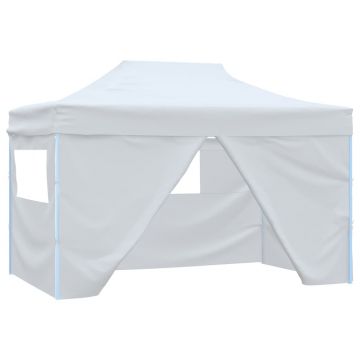 Gossi cort de petrecere pliabil cu 4 pereti, alb, 3 x 4,5 m