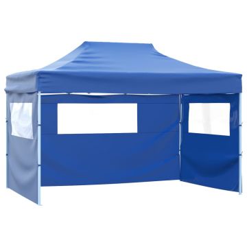 Gossi cort pliabil cu 3 pereti, 3 x 4,5 m, albastru