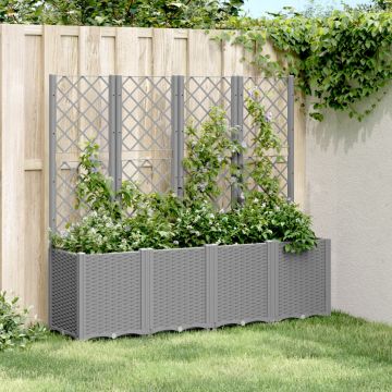 Gossi jardiniera de gradina cu spalier gri deschis 160x40x140 cm pp