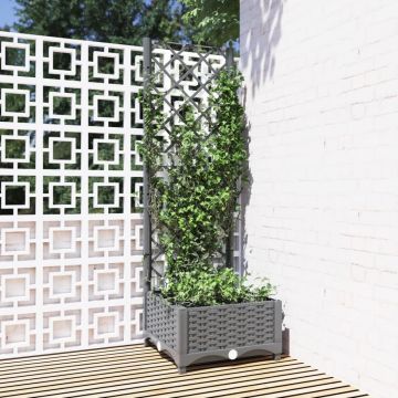 Gossi jardiniera de gradina cu spalier gri deschis 40x40x121,5 cm pp