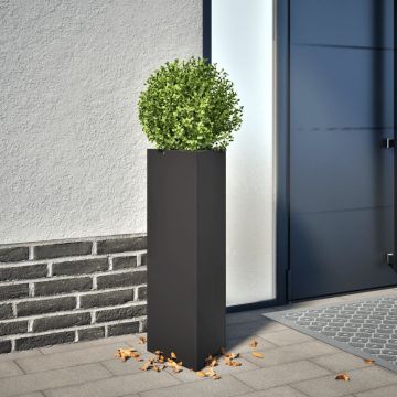 Gossi jardiniere gradina, 2 buc., negru, 30x26x75 cm, otel, triunghi