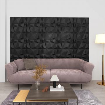 Gossi panouri de perete 3d 24 buc. negru 50x50 cm model diamant 6 m2