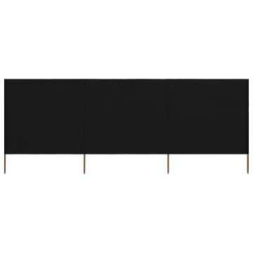 Gossi paravan anti-vant cu 3 panouri, negru, 400 x 160 cm, textil