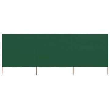 Gossi paravan anti-vant cu 3 panouri, verde, 400 x 160 cm, textil