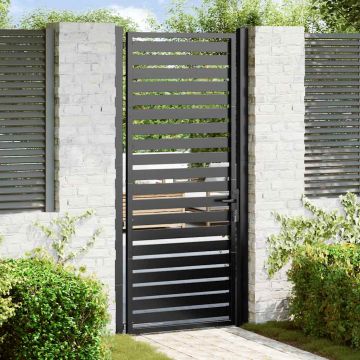 Gossi poarta de gradina incuiata neagra 100x200 cm aluminiu