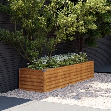 Gossi strat inaltat de gradina, 194x50x36 cm, otel corten