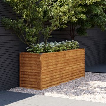 Gossi strat inaltat de gradina, 196x50x69 cm, otel corten