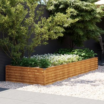Gossi strat inaltat de gradina, 291x100x36 cm, otel corten