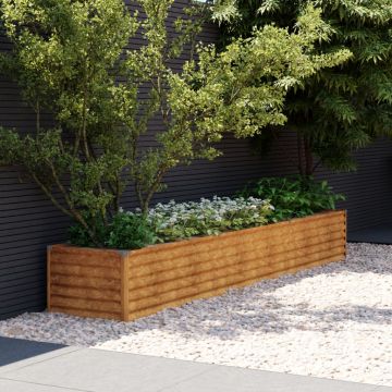 Gossi strat inaltat de gradina, 291x50x36 cm, otel corten