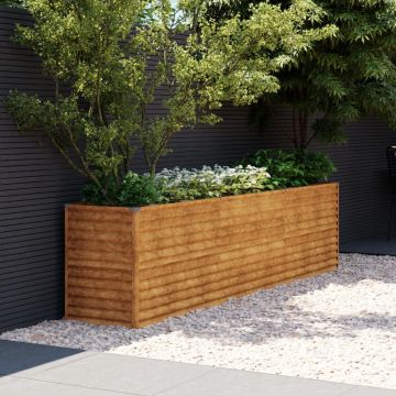 Gossi strat inaltat de gradina, 291x50x69 cm, otel corten