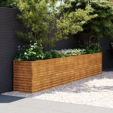 Gossi strat inaltat de gradina, 385x50x69 cm, otel corten