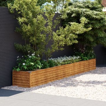 Gossi strat inaltat de gradina, 386x50x36 cm, otel corten
