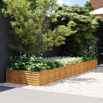 Gossi strat inaltat de gradina, 387x100x36 cm, otel corten