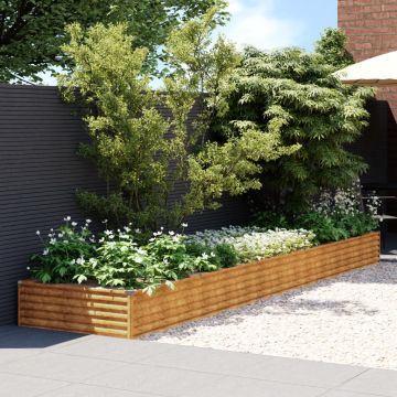 Gossi strat inaltat de gradina, 482x100x36 cm, otel corten