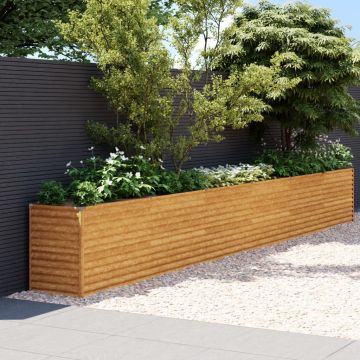 Gossi strat inaltat de gradina, 578x50x69 cm, otel corten