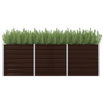 Gossi strat inaltat de gradina, maro, 240x80x77 cm, otel galvanizat