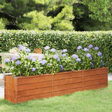 Gossi strat inaltat de gradina, ruginiu, 240x40x45 cm, otel corten