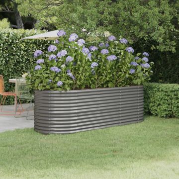 Gossi strat inaltat gradina gri 224x80x68cm otel vopsit electrostatic