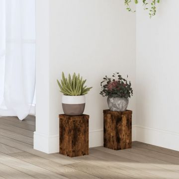 Gossi suporturi de plante 2 buc. stejar fumuriu 10x10x18 cm lemn