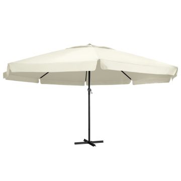 Gossi umbrela de soare de gradina, stalp aluminiu alb nisipiu 600 cm