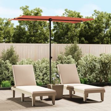 Gossi umbrela de soare exterior cu stalp aluminiu caramiziu 180x110cm