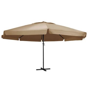 Gossi umbrela soare de exterior cu stalp aluminiu gri taupe 600 cm