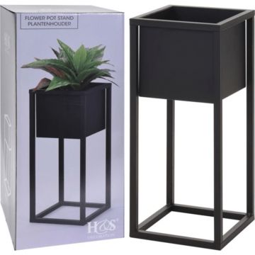Home&styling ghiveci de flori cu suport, negru, 50 cm, metal
