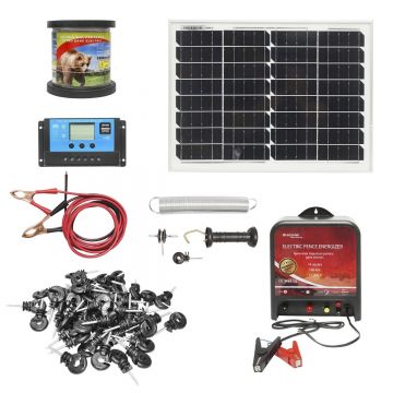 Kit complet gard electric 12V, 14 Joule sarma 1000m cu panou solar 20W si 100 izolatori,Cod: BK87124 , Brand: BRECKNER GERMANY