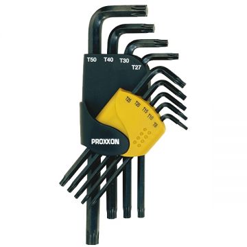Proxxon  23944 - Set chei cu profil TORX (fara gaura) TX 8-TX 50 9  bucati